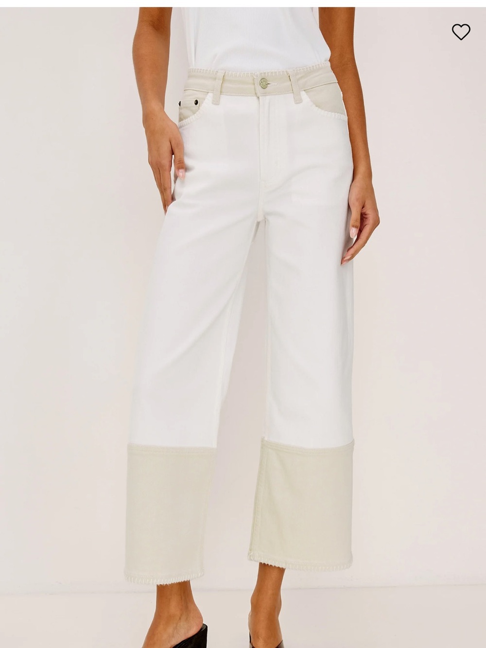Rails Getty Crop Wide Leg in Crema Embroidered